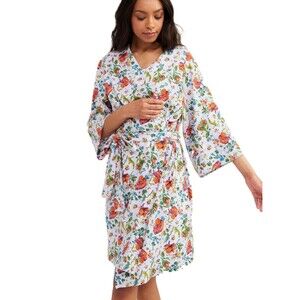 Vera Bradley Cozy Knit Cotton Robe Sea Air Floral Print Womens Large XL